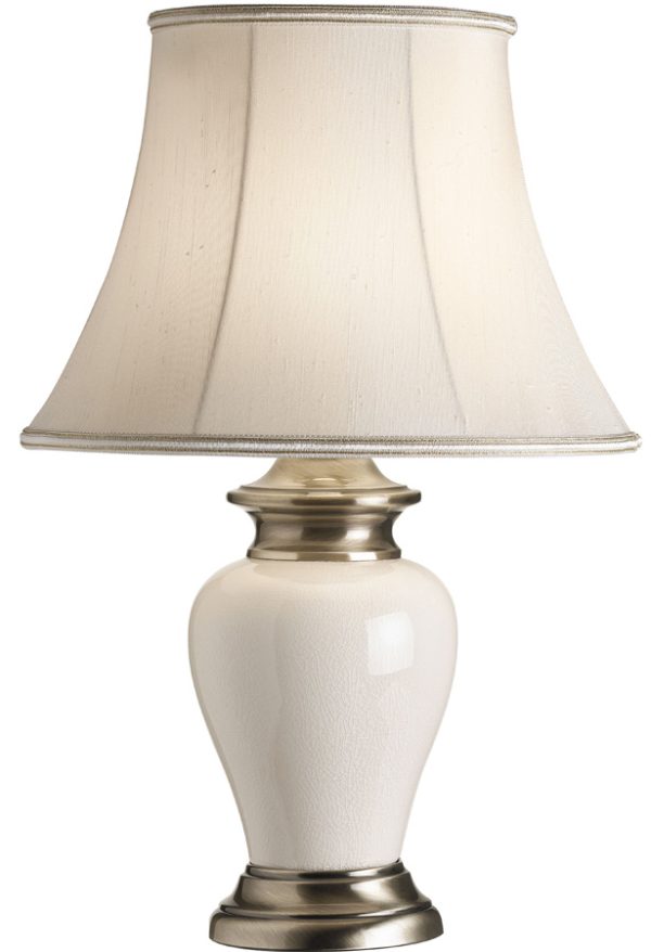 Endon Dalston Cream Crackle Ceramic Table Lamp Oyster Shade