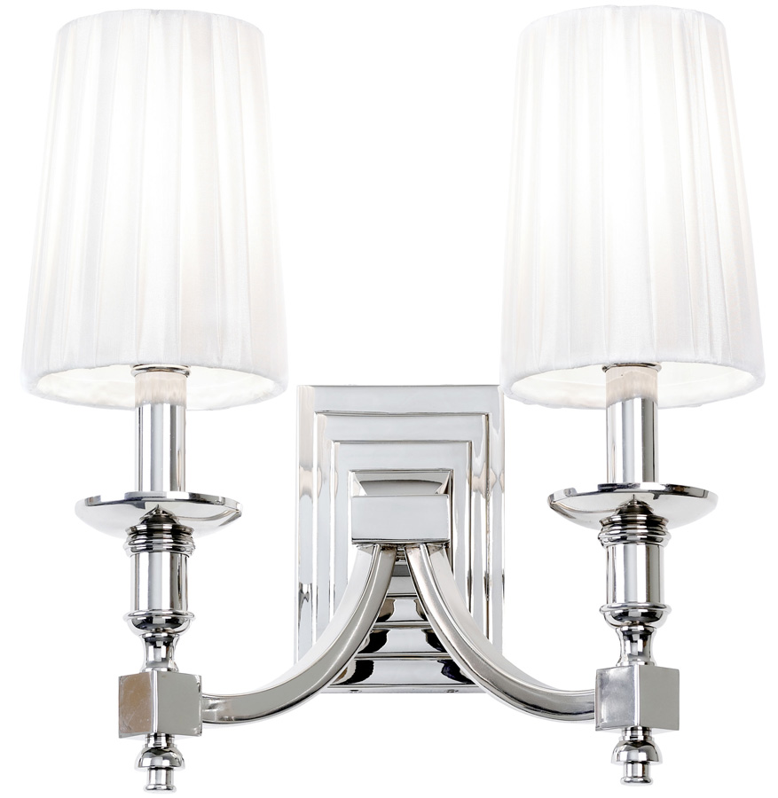 Domina Georgian 2 Lamp Nickel Wall Light And Shades