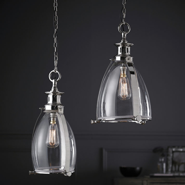 Storni Large Clear Glass And Chrome Ceiling Pendant Light Eh Storni L