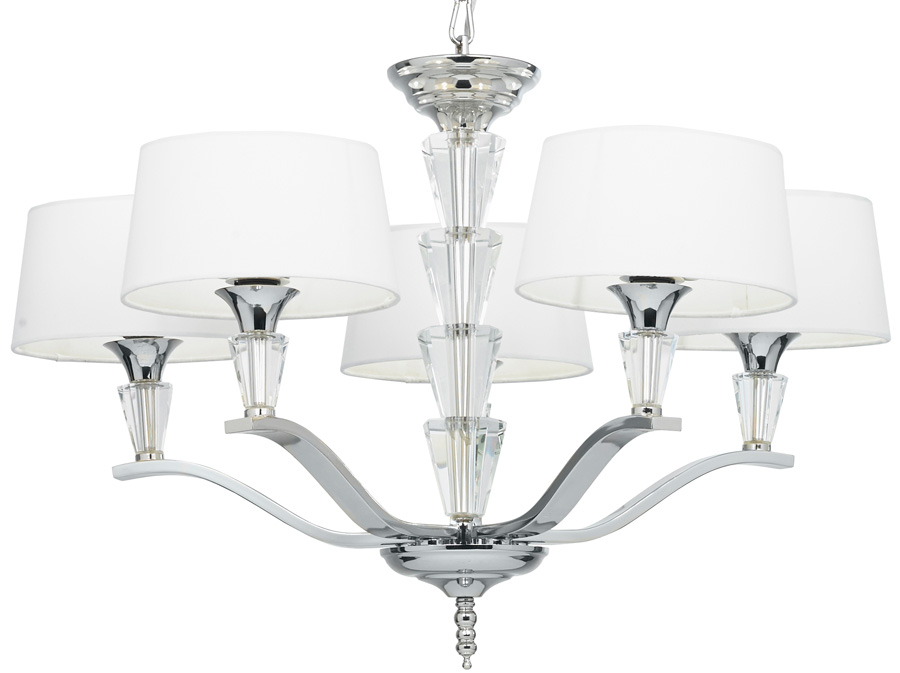 Fiennes Contemporary 5 Light Chandelier Polished Nickel