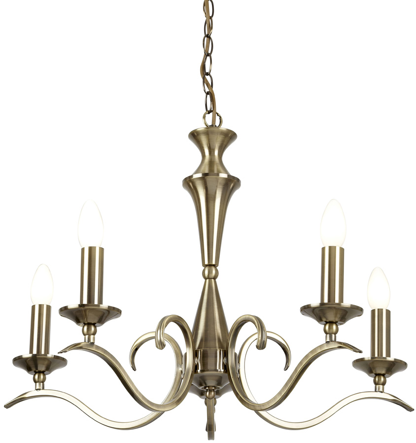 Kora Traditional Antique Brass 5 Light Chandelier