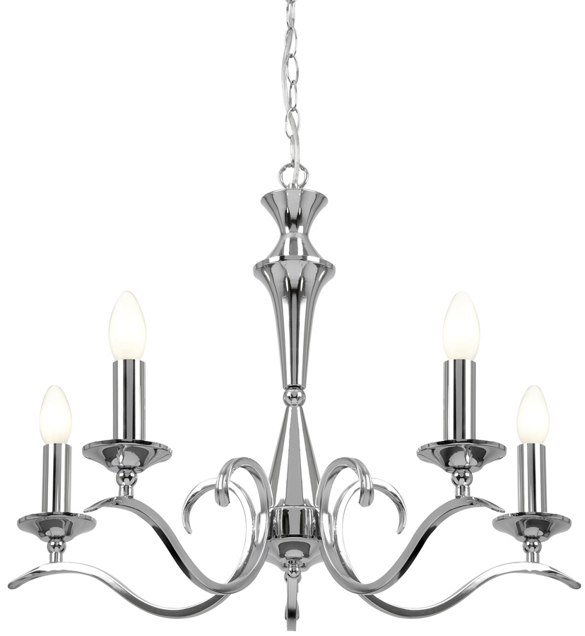 Kora Traditional Chrome Finish 5 Light Chandelier