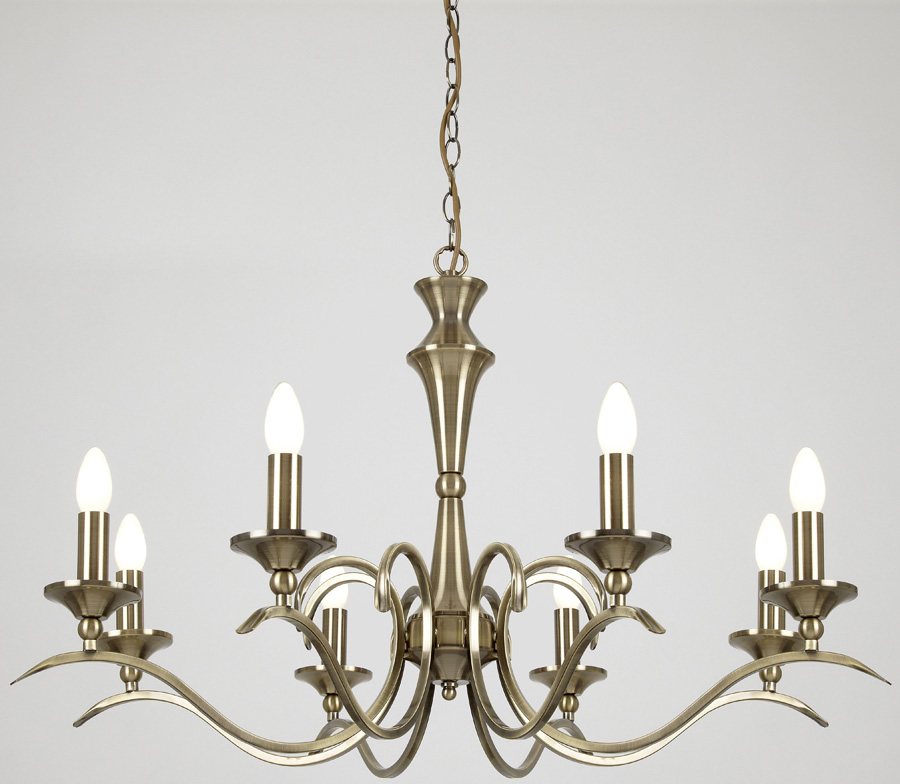 Kora Traditional Antique Brass 8 Light Chandelier