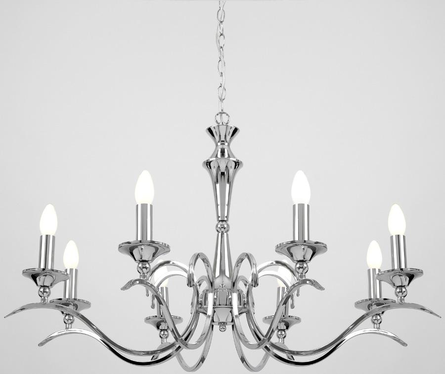 Kora Traditional Chrome Finish 8 Light Chandelier