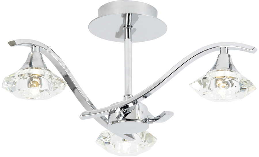 Langella Modern Chrome 3 Light Semi Flush Ceiling Light