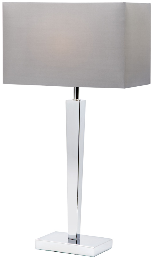 Moreto Modern Chrome Table Lamp With Grey Shade