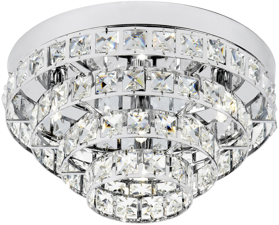 Motown Art Deco Style Chrome And Glass Flush Light