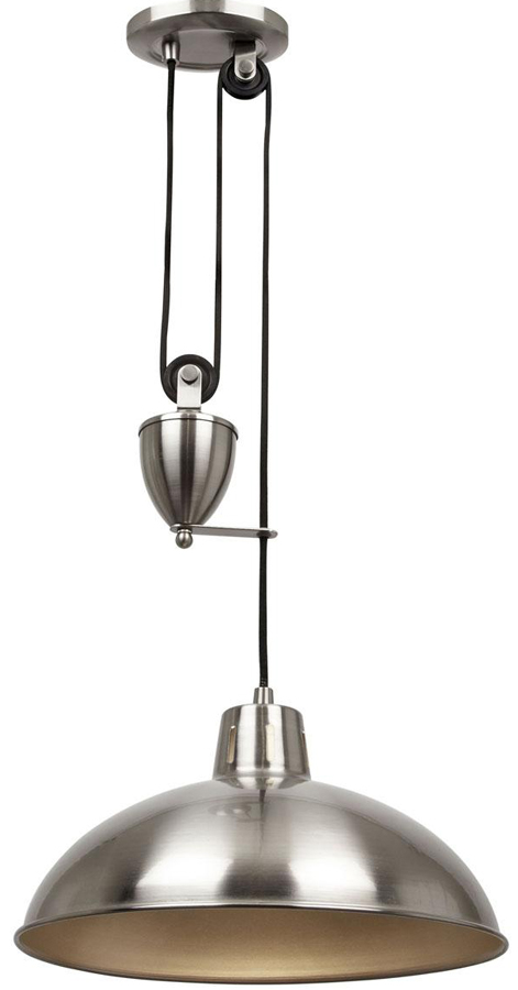 Endon Polka Rise & Fall Ceiling Pendant Pulley Light Satin Nickel