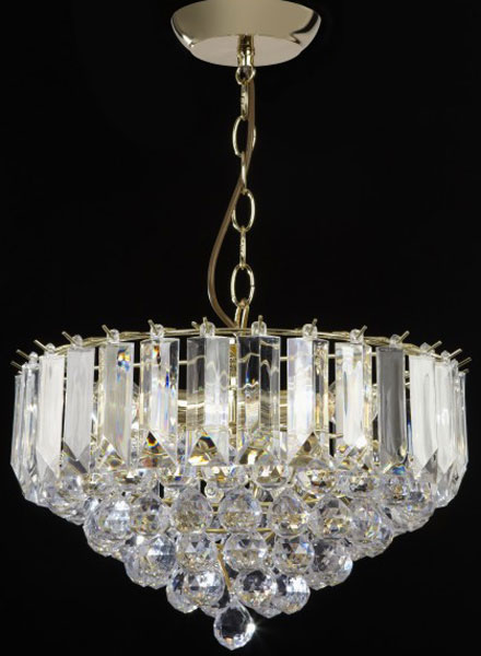 Fargo Polished Brass 380mm 3 Light Acylic Rod Pendant