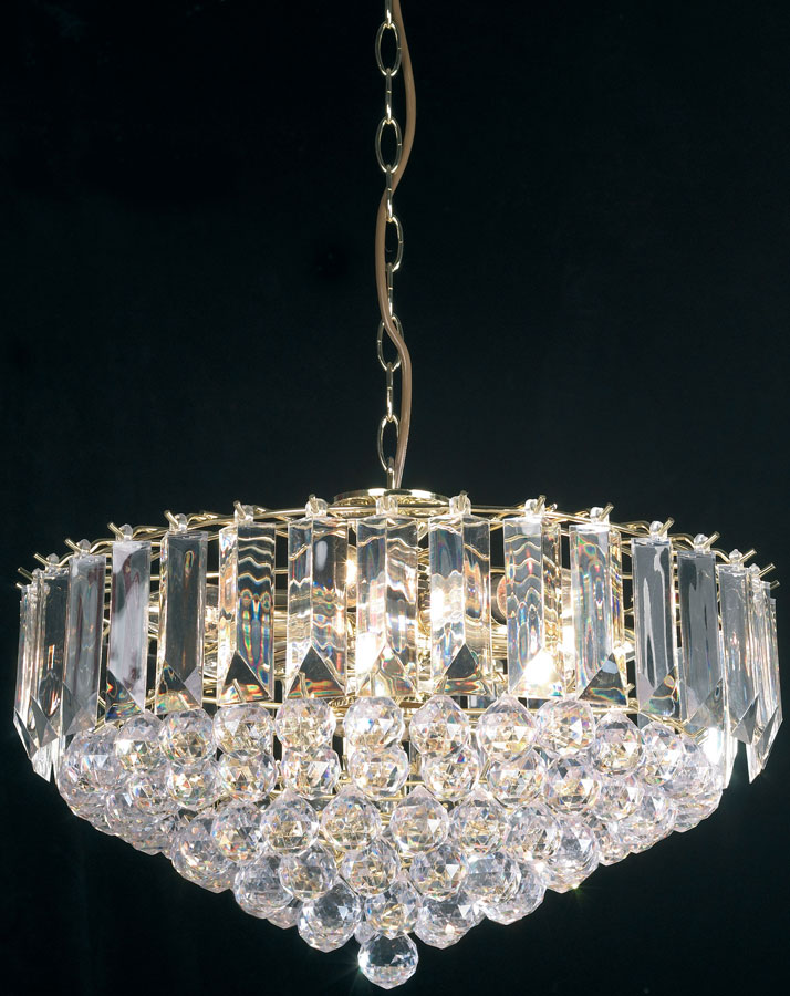 Fargo Polished Brass 450mm 6 Light Acylic Rod Pendant