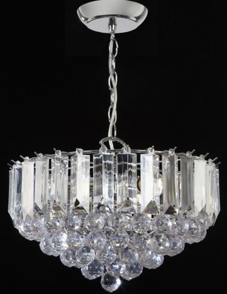 Fargo Chrome 380mm 3 Light Acylic Rod Ceiling Pendant