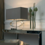 Tramini Silver Plated Table Lamp With Taupe Silk Shade