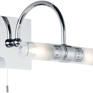 Shore Polished Chrome Pull Switch 2 Lamp Bathroom Over Mirror Light
