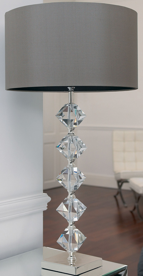 Verdone Crystal Table Lamp With Mink Shade