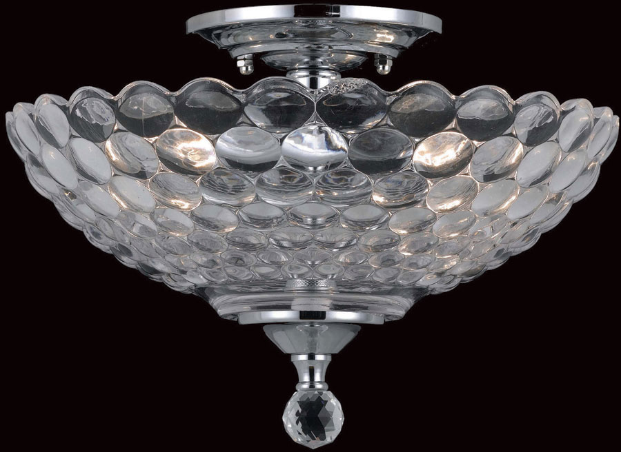 Chrome Art Deco Flush Mount 2 Light Ceiling Lamp