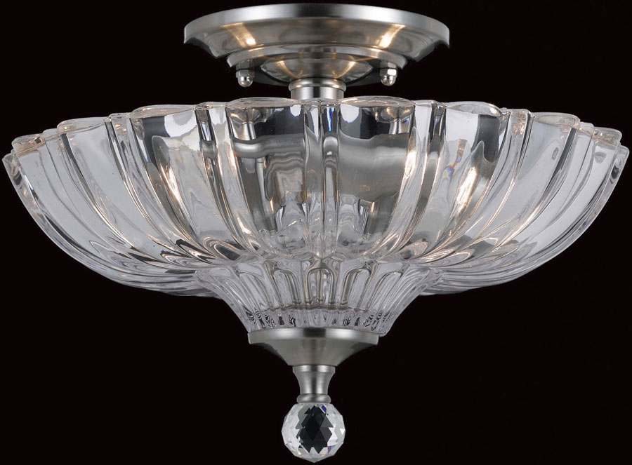 Dallas Chrome Cut Glass Flush Mount 2 Light Ceiling Lamp