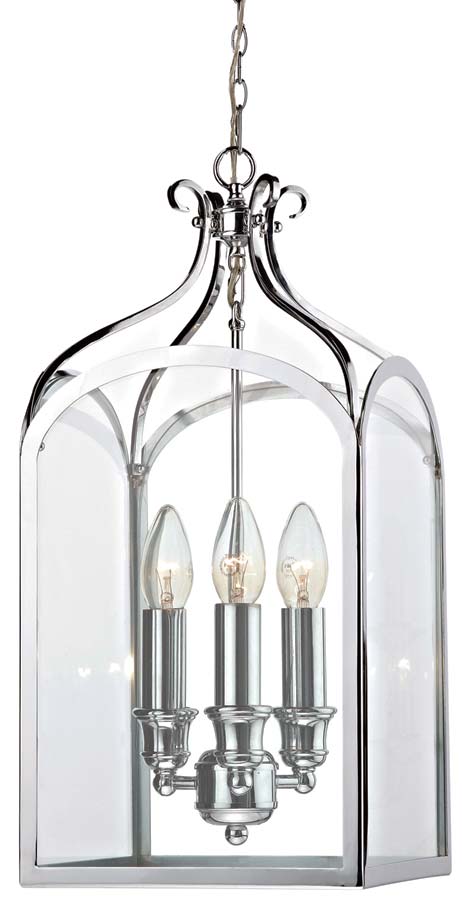 Dar Senator Traditional 3 Light Hanging Lantern Chrome