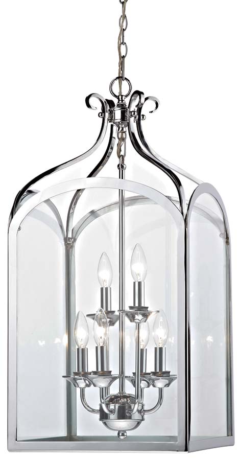 Dar Senator Traditional 6 Light Hanging Lantern Chrome