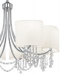 Nina Polished Chrome 8 Light Chandelier White Shades Crystal