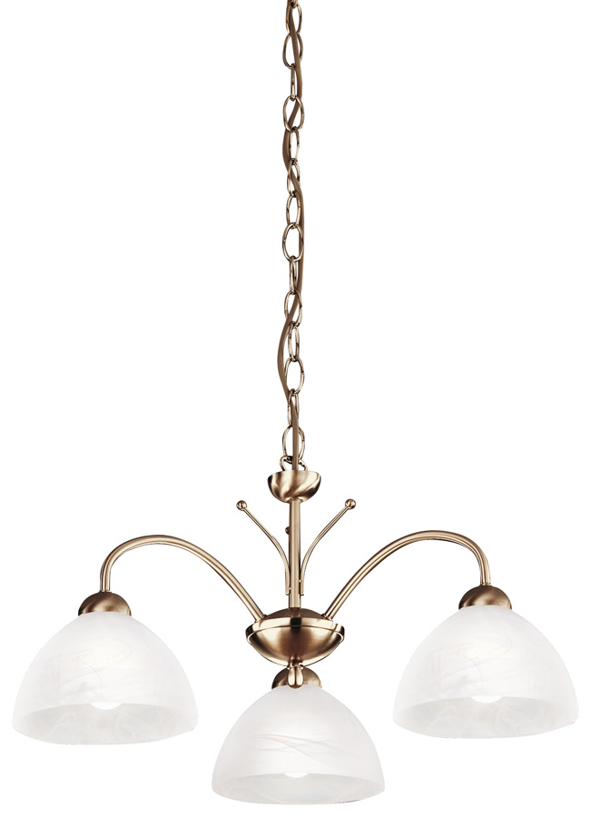 Milanese 3 Light Ceiling Light Antique Brass Alabaster Glass