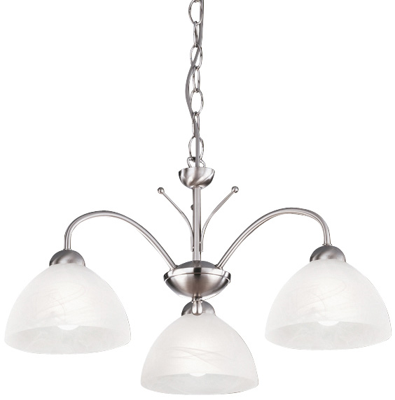 Milanese 3 Light Ceiling Light Satin Silver Alabaster Glass