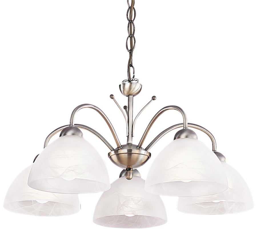 Milanese 5 Light Ceiling Light Antique Brass Alabaster Glass