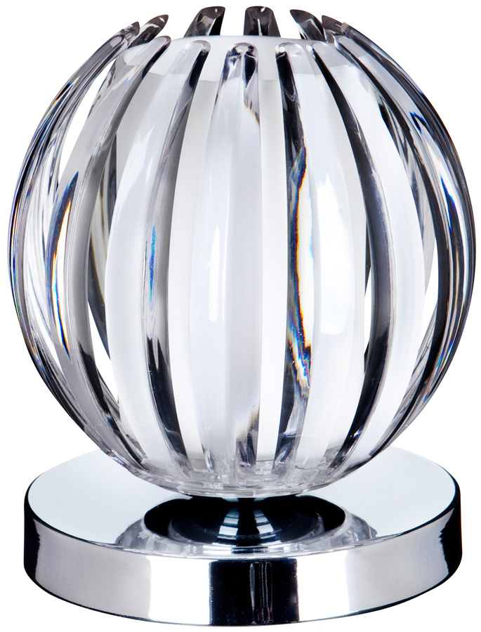 Clear Acrylic Ball And Chrome Touch Dimmer Table Lamp