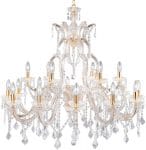 Large Marie Therese Brass 18 Light Crystal Chandelier