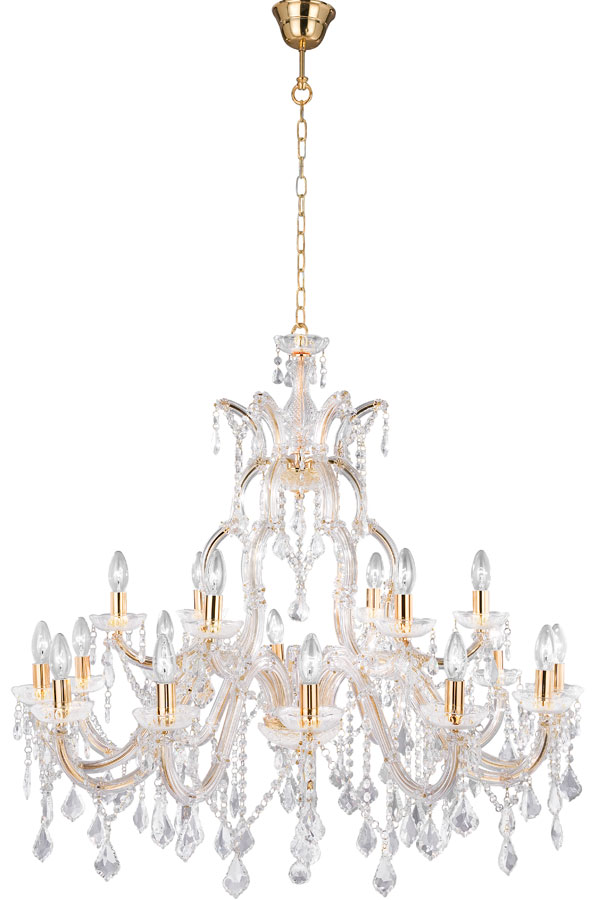 Large Marie Therese Brass 18 Light Crystal Chandelier