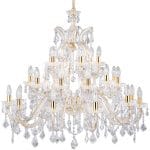 Large Marie Therese Brass 30 Light Crystal Chandelier