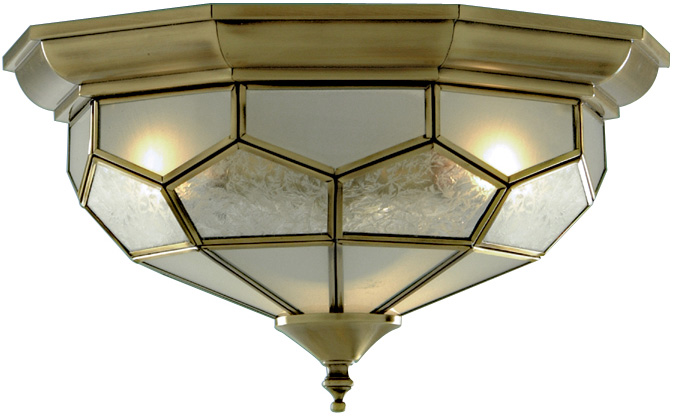 Traditional Antique Brass Flush Fitting Ceiling Light