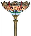 Dragonfly Handmade 1 Light Tiffany Floor Lamp Uplighter Antique Brass