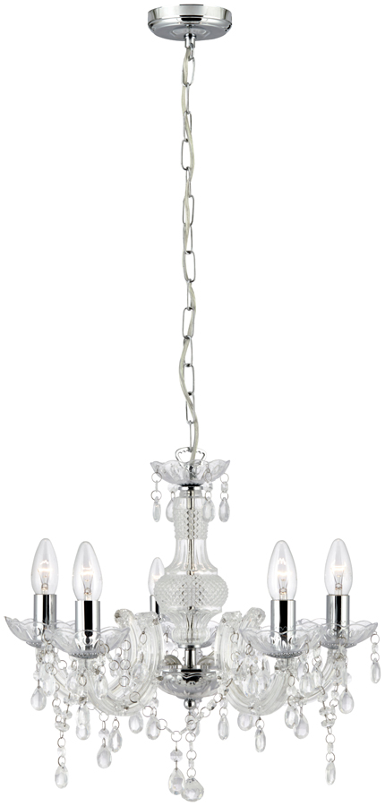 Marie Therese Chrome And Clear Acrylic 5 Light Chandelier