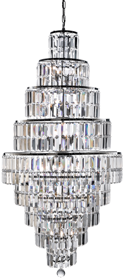 Empire Chrome 13 Light Tiered Art Deco Style Crystal Chandelier