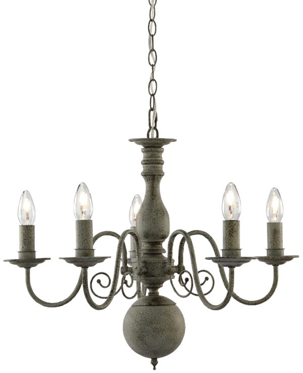 Greythorne steel 5 light traditional chandelier in textured grey