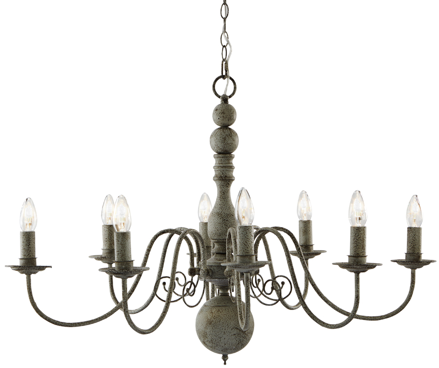 Greythorne Steel 8 Light Traditional Chandelier Textured Grey