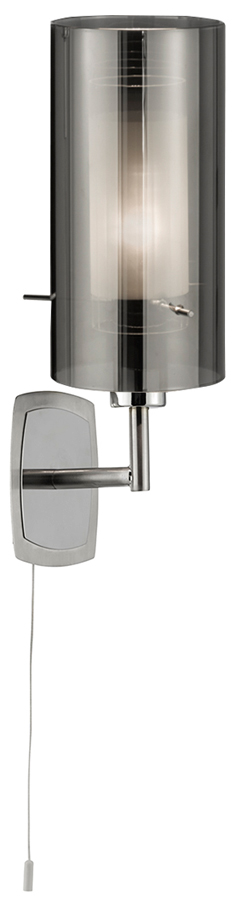 Duo 2 Switched Polished Chrome Wall Light Smoked Glass Shade 2300-1SM