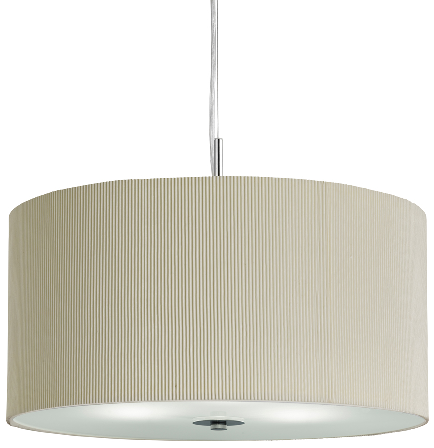 Large Cream 3 Light Drum Ceiling Pendant Light