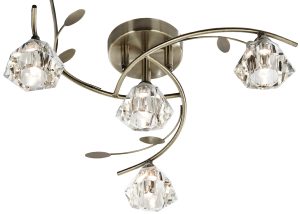 Sierra 4 light semi flush ceiling light antique brass