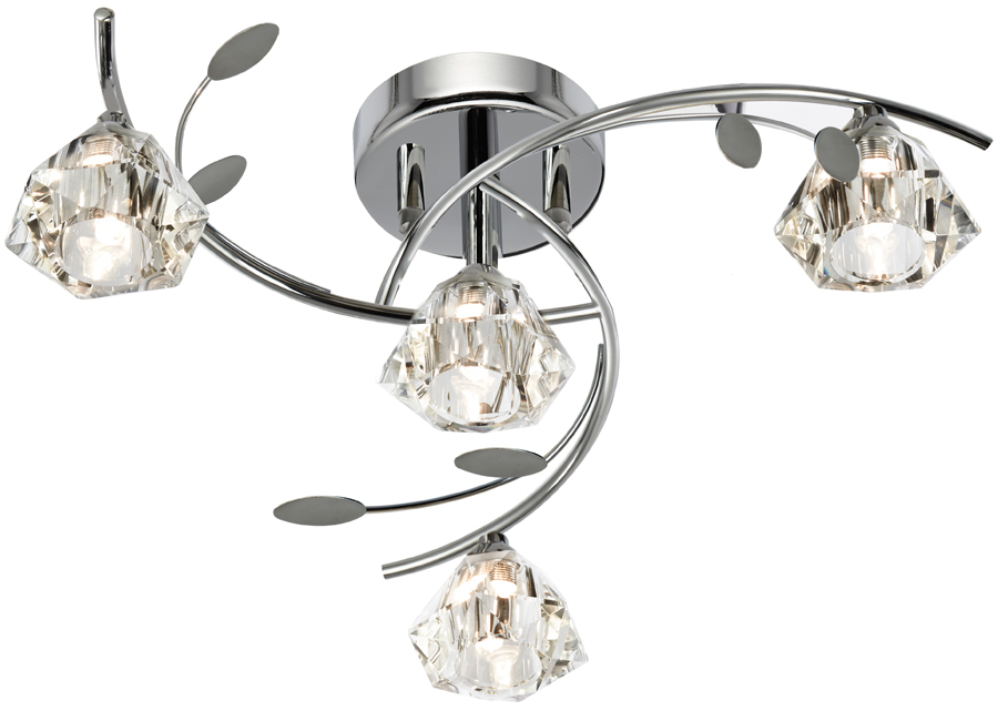 Sierra 4 Light Semi Flush Ceiling Light Polished Chrome Glass