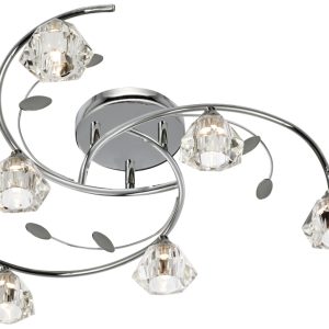Sierra 6 Light Semi Flush Ceiling Light Polished Chrome Glass