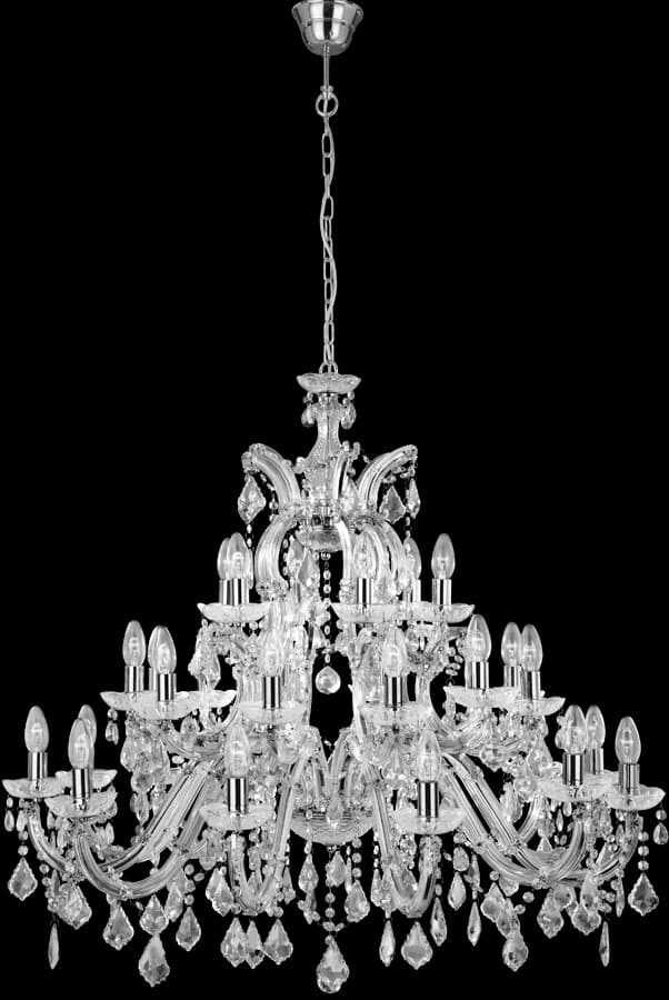 Very Large Marie Therese 30 Light Crystal Chandelier Polished Chrome