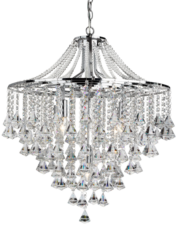 Dorchester Chrome 5 Light Modern Crystal Chandelier