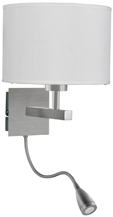 Satin Silver Switched LED Wall Light With Reading Lamp