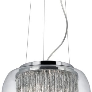 Curva 4 Lamp Chrome And Glass Ceiling Pendant Light