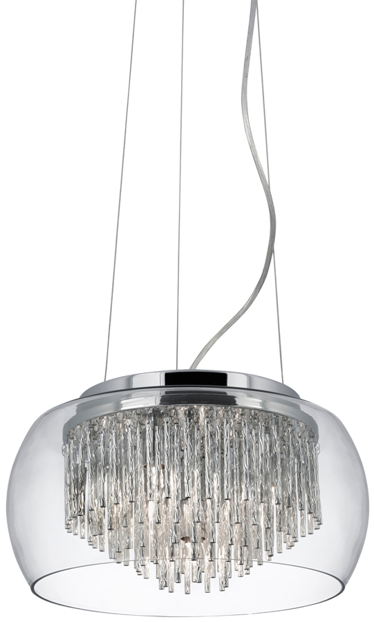 Curva 4 Lamp Chrome And Glass Ceiling Pendant Light