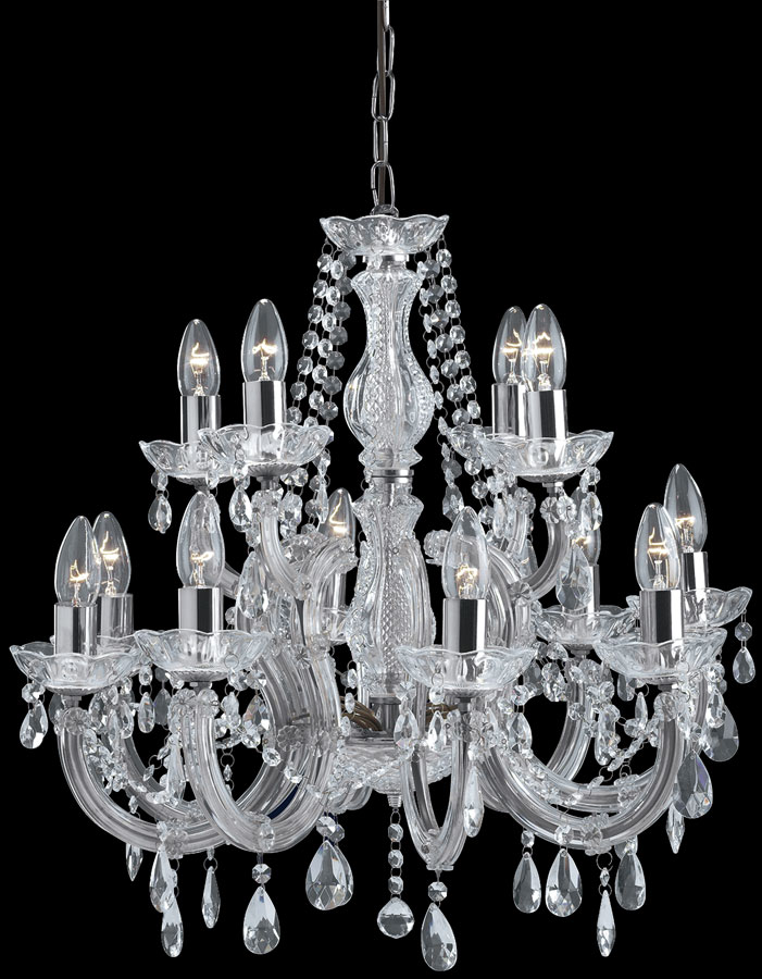 Marie Therese Chrome 12 Light Crystal Chandelier