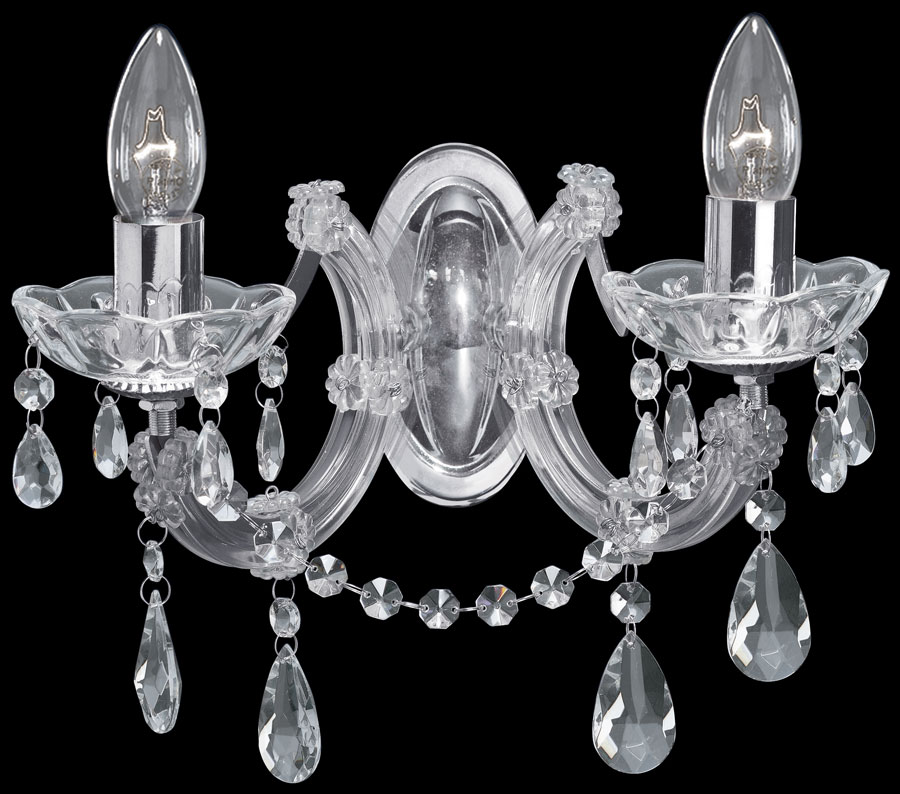 Marie Therese Chrome 2 Lamp Crystal Wall Light