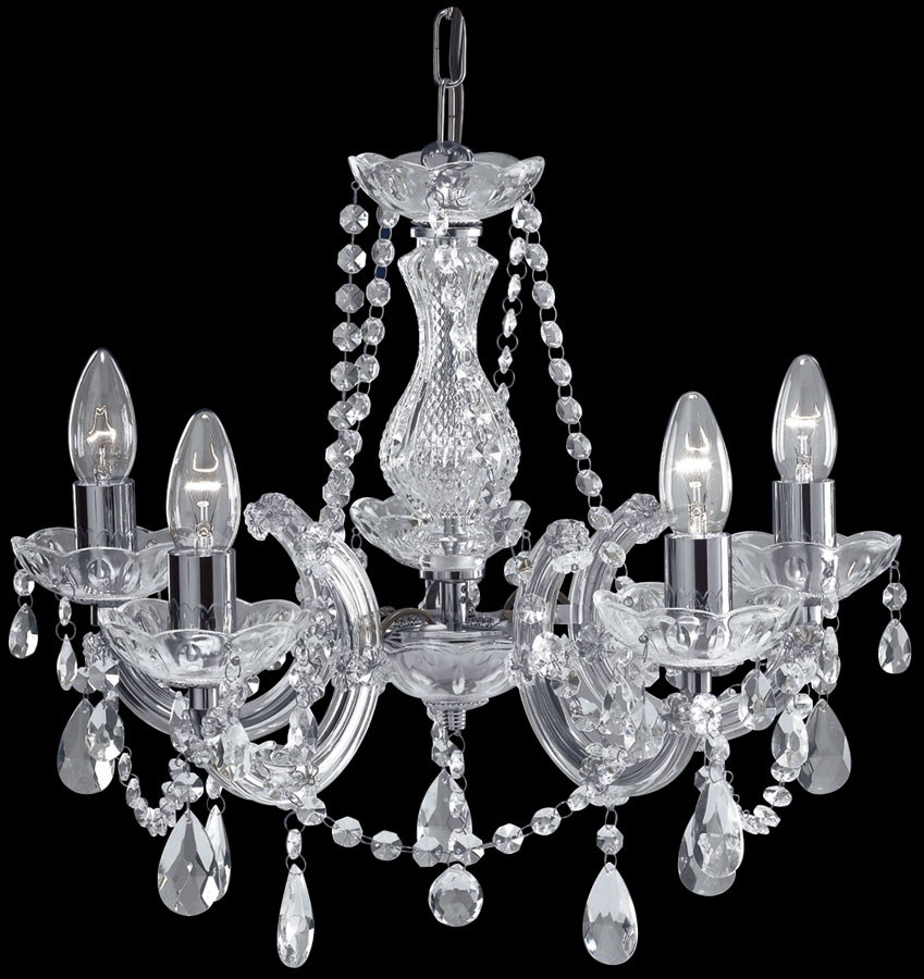 Marie Therese Chrome 5 Light Crystal Chandelier