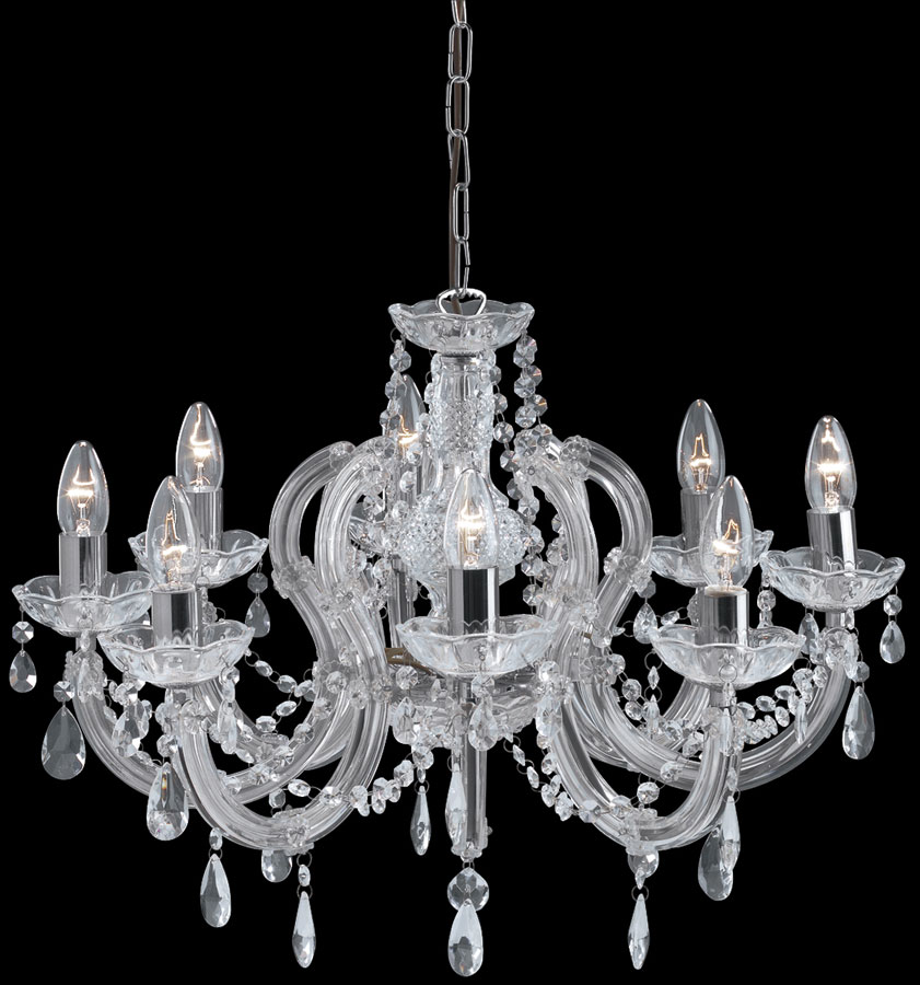 Marie Therese Chrome 8 Light Crystal Chandelier